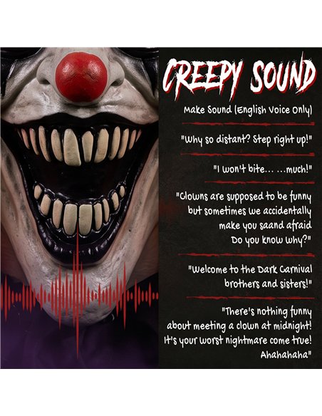 HOMCOM Animated Halloween Face Changing Clown, Animatronic Joker with Cackling Sound, Glowing Eyes, Sound/Touch Activated - pic 210309 | FastDaddyshop