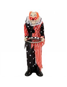 HOMCOM Animated Clown Halloween Decoration, Scary Halloween Animatronics Decor with Sound Touch Activated