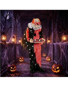 HOMCOM Animated Clown Halloween Decoration, Scary Halloween Animatronics Decor with Sound Touch Activated 2