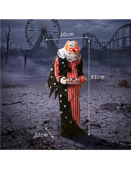 HOMCOM Animated Clown Halloween Decoration, Scary Halloween Animatronics Decor with Sound Touch Activated - pic 210314 | FastDaddyshop