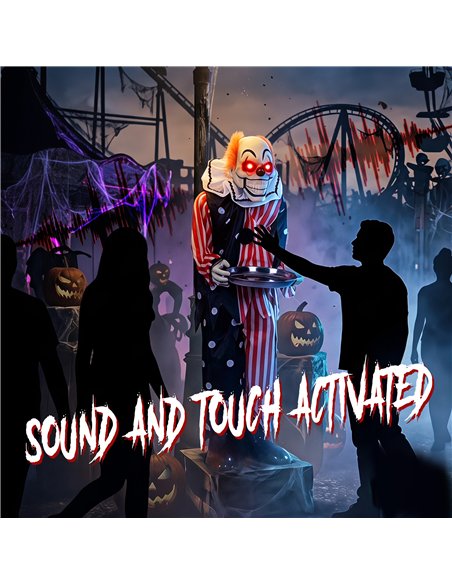 HOMCOM Animated Clown Halloween Decoration, Scary Halloween Animatronics Decor with Sound Touch Activated - pic 210316 | FastDaddyshop
