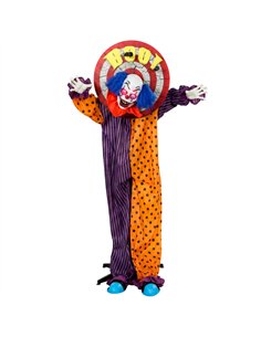 HOMCOM 167 cm Life Size Animated Clown Halloween Decoration, Scary Halloween Animatronics Decor with Sound Touch Activated
