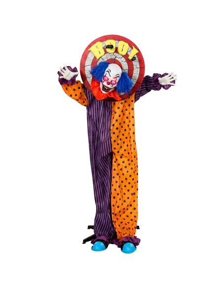 HOMCOM 167 cm Life Size Animated Clown Halloween Decoration, Scary Halloween Animatronics Decor with Sound Touch Activated - pic 210321 | FastDaddyshop