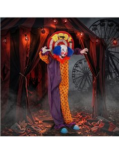 HOMCOM 167 cm Life Size Animated Clown Halloween Decoration, Scary Halloween Animatronics Decor with Sound Touch Activated 2