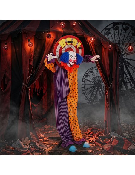 HOMCOM 167 cm Life Size Animated Clown Halloween Decoration, Scary Halloween Animatronics Decor with Sound Touch Activated - pic 210322 | FastDaddyshop