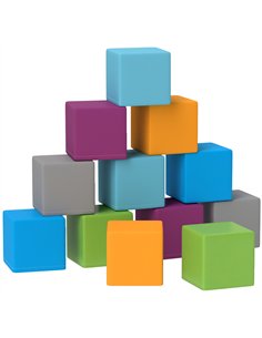 HOMCOM 12 PCs Soft Play Blocks, Soft Foam Toy, Building and Stacking Blocks for Kids, Grey
