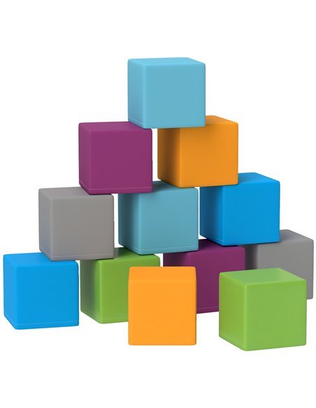 HOMCOM 12 PCs Soft Play Blocks, Soft Foam Toy, Building and Stacking Blocks for Kids, Grey - pic 210330 | FastDaddyshop