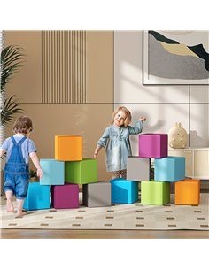 HOMCOM 12 PCs Soft Play Blocks, Soft Foam Toy, Building and Stacking Blocks for Kids, Grey 2