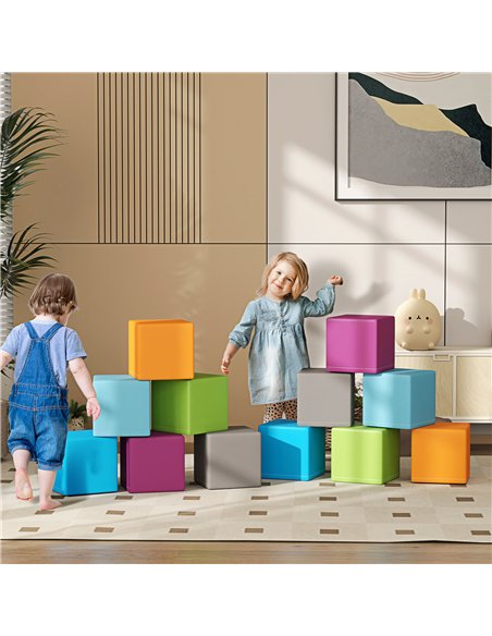 HOMCOM 12 PCs Soft Play Blocks, Soft Foam Toy, Building and Stacking Blocks for Kids, Grey - pic 210331 | FastDaddyshop