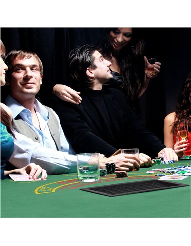 HOMCOM Poker Table, 7-Player Folding Blackjack Table with Chip Tray, Cup Holders, Padded Rails, 182 x 91 x 75 cm, Green
