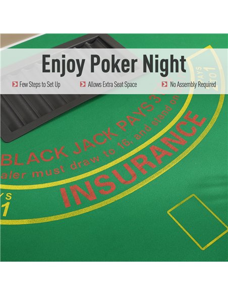 HOMCOM Poker Table, 7-Player Folding Blackjack Table with Chip Tray, Cup Holders, Padded Rails, 182 x 91 x 75 cm, Green - pic 210343 | FastDaddyshop