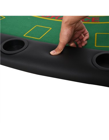 HOMCOM Poker Table, 7-Player Folding Blackjack Table with Chip Tray, Cup Holders, Padded Rails, 182 x 91 x 75 cm, Green