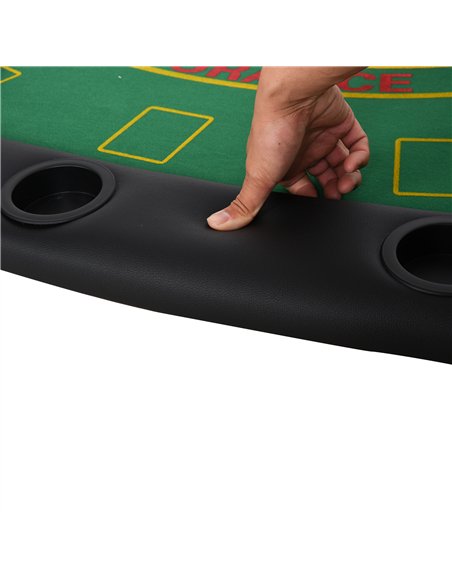 HOMCOM Poker Table, 7-Player Folding Blackjack Table with Chip Tray, Cup Holders, Padded Rails, 182 x 91 x 75 cm, Green - pic 210346 | FastDaddyshop