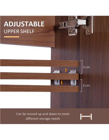Kleankin Wall Mounted Double Door Bathroom Mirror Cabinet, Light Walnut