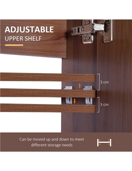 Kleankin Wall Mounted Double Door Bathroom Mirror Cabinet, Light Walnut - pic 21036 | FastDaddyshop