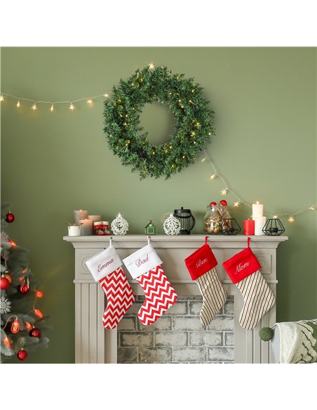 HOMCOM 55CM Pre-lit Christmas Wreath with 50 Warm White LED Ideal Xmas Artificial Door Decoration - pic 210364 | FastDaddyshop