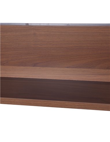 Kleankin Wall Mounted Double Door Bathroom Mirror Cabinet, Light Walnut
