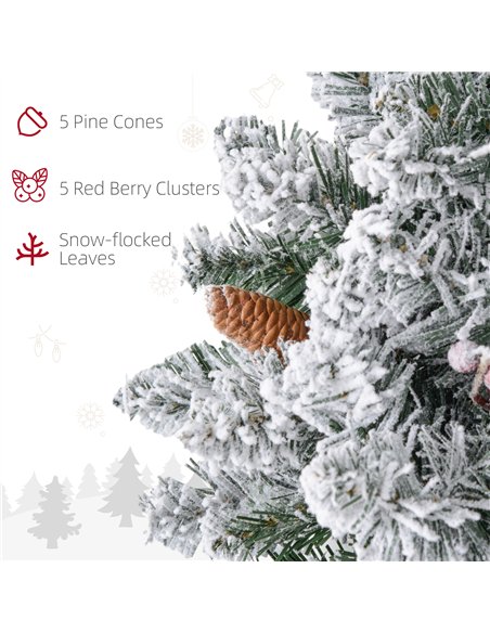 HOMCOM 60" Snowy Pine Cone and Berry Christmas Wreath, with LED Lights - pic 210371 | FastDaddyshop