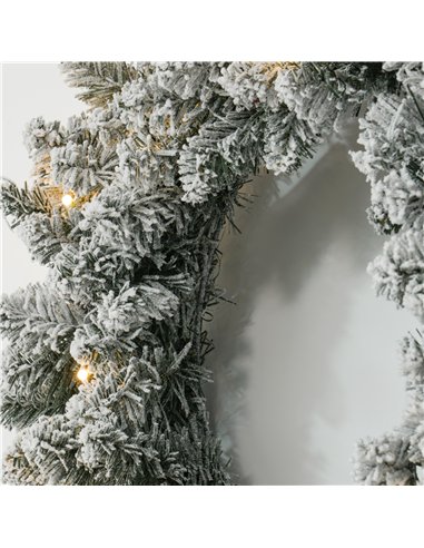 HOMCOM 60" Snowy Pine Cone and Berry Christmas Wreath, with LED Lights