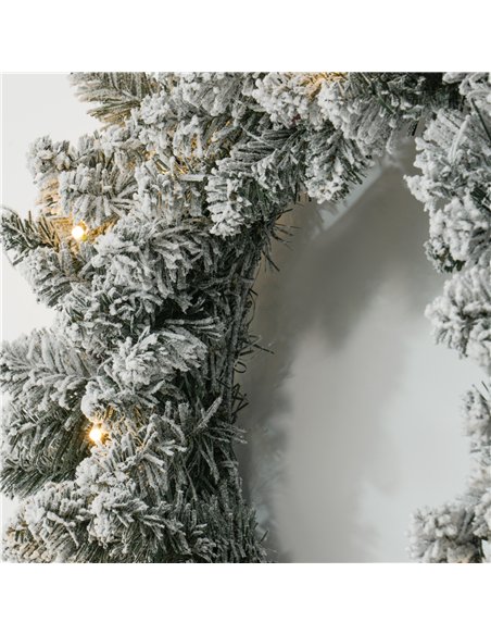 HOMCOM 60" Snowy Pine Cone and Berry Christmas Wreath, with LED Lights - pic 210374 | FastDaddyshop
