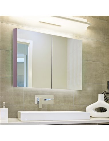 Kleankin Wall Mounted Double Door Bathroom Mirror Cabinet, Light Walnut