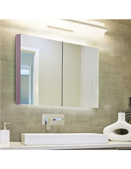 Kleankin Wall Mounted Double Door Bathroom Mirror Cabinet, Light Walnut - pic 21038 | FastDaddyshop