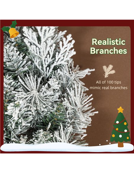 HOMCOM 60cm/ 24inch Flocked Prelit Christmas Wreath - pic 210380 | FastDaddyshop
