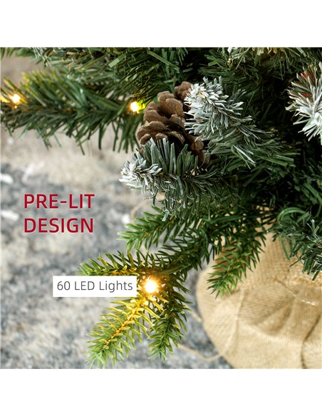 HOMCOM Set of Two 3ft Christmas Trees, with Lights, Berries and Pinecones - pic 210387 | FastDaddyshop