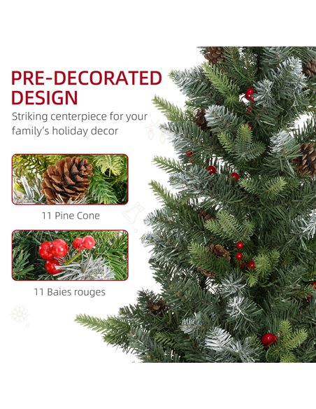 HOMCOM Set of Two 3ft Christmas Trees, with Lights, Berries and Pinecones - pic 210388 | FastDaddyshop