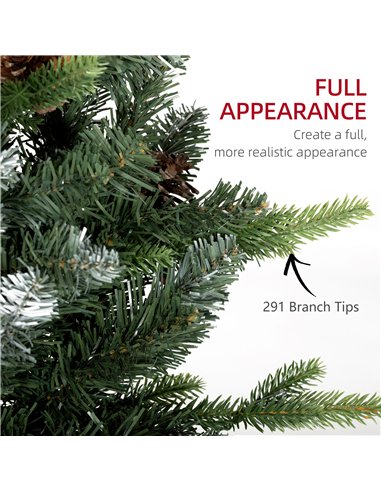 HOMCOM Set of Two 3ft Christmas Trees, with Lights, Berries and Pinecones