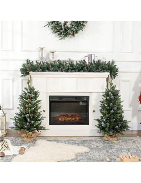 HOMCOM Set of Two 3ft Christmas Trees, with Lights, Berries and Pinecones - pic 210390 | FastDaddyshop