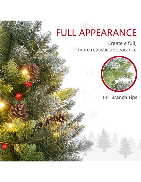 HOMCOM Set of Two 2ft Christmas Trees, with Lights, Berries and Pinecones - pic 210398 | FastDaddyshop