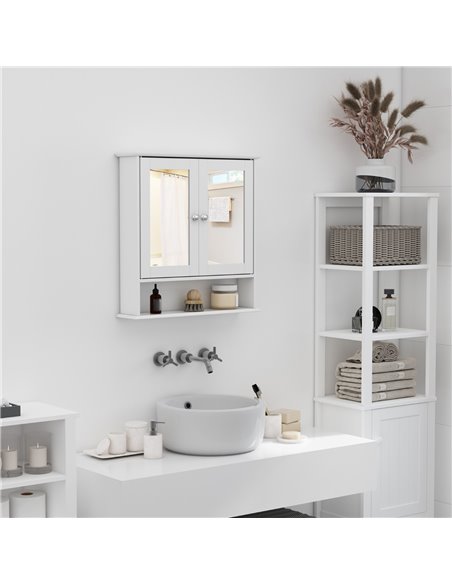 Kleankin Wall Mounted Bathroom Cabinet with Mirror Door, White - pic 21040 | FastDaddyshop