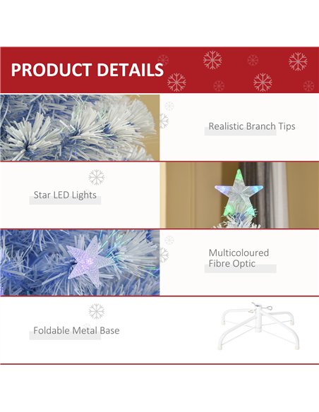 HOMCOM 4FT Artificial Fibre Optic Christmas Tree Seasonal Decoration w/ LED Lights Pre-Lit Easy Store White Blue - pic 210407 | FastDaddyshop