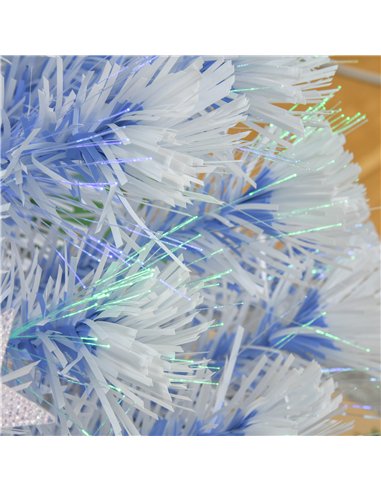 HOMCOM 4FT Artificial Fibre Optic Christmas Tree Seasonal Decoration w/ LED Lights Pre-Lit Easy Store White Blue