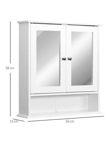 Kleankin Wall Mounted Bathroom Cabinet with Mirror Door, White