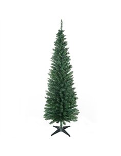 HOMCOM 6ft Unlit Artificial Christmas Tree, Pencil Slim Xmas Tree with Solid Stand and Realistic Branches, Green
