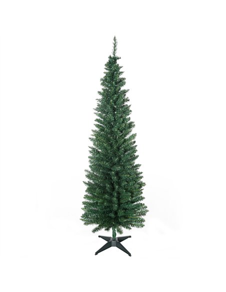 HOMCOM 6ft Unlit Artificial Christmas Tree, Pencil Slim Xmas Tree with Solid Stand and Realistic Branches, Green - pic 210411 | FastDaddyshop