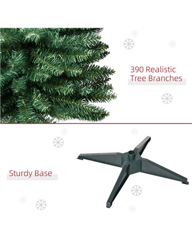 HOMCOM 6ft Unlit Artificial Christmas Tree, Pencil Slim Xmas Tree with Solid Stand and Realistic Branches, Green