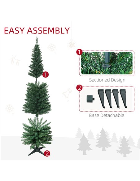 HOMCOM 6ft Unlit Artificial Christmas Tree, Pencil Slim Xmas Tree with Solid Stand and Realistic Branches, Green - pic 210417 | FastDaddyshop
