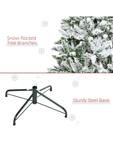 HOMCOM 5 Ft Snow Flocked Artificial Christmas Tree Xmas Pine Tree with Realistic Branches, Auto Open and Steel Base, Green