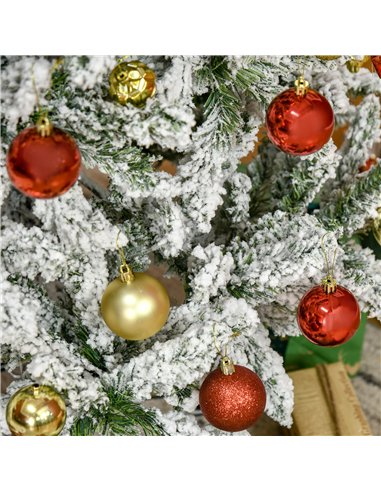 HOMCOM 5 Ft Snow Flocked Artificial Christmas Tree Xmas Pine Tree with Realistic Branches, Auto Open and Steel Base, Green