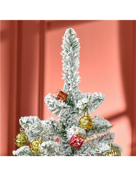 HOMCOM 5 Ft Snow Flocked Artificial Christmas Tree Xmas Pine Tree with Realistic Branches, Auto Open and Steel Base, Green - pic 210428 | FastDaddyshop