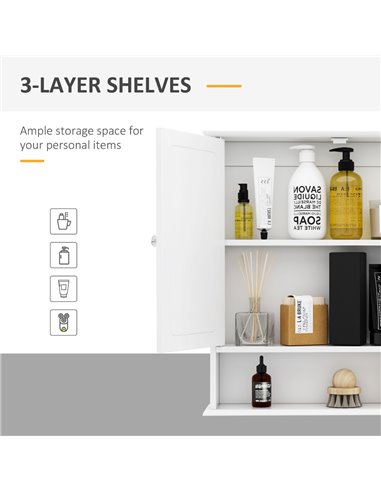 Kleankin Wall Mounted Bathroom Cabinet with Mirror Door, White