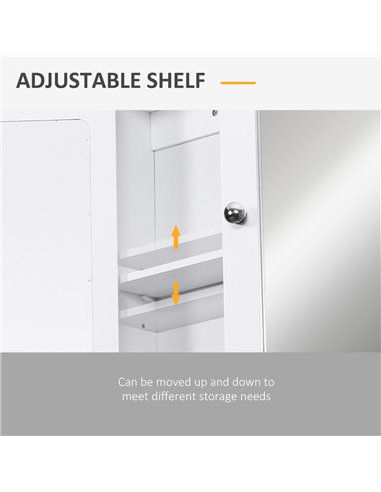 Kleankin Wall Mounted Bathroom Cabinet with Mirror Door, White