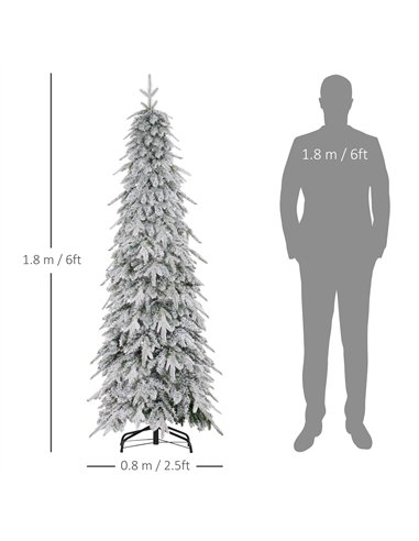 HOMCOM 6ft Snow-Covered Unlit Artificial Christmas Tree