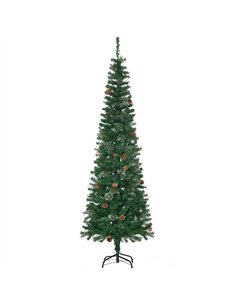 HOMCOM 6.5FT Tall Pencil Slim Artificial Christmas Tree with Realistic Branches, Tip Count and Pine Cones, Pine Needles Tree, Xm