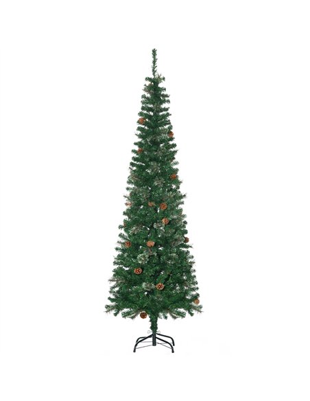 HOMCOM 6.5FT Tall Pencil Slim Artificial Christmas Tree with Realistic Branches, Tip Count and Pine Cones, Pine Needles Tree, Xm - pic 210465 | FastDaddyshop