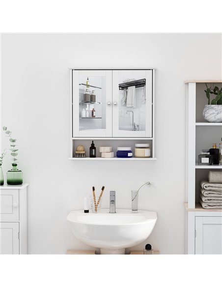 Kleankin Wall Mounted Bathroom Cabinet with Mirror Door, White - pic 21047 | FastDaddyshop