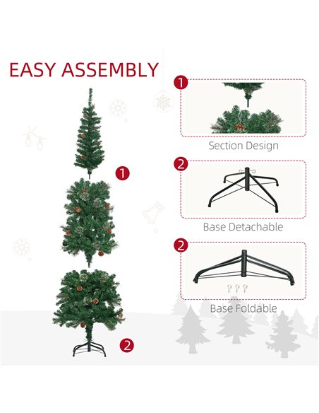 HOMCOM 6.5FT Tall Pencil Slim Artificial Christmas Tree with Realistic Branches, Tip Count and Pine Cones, Pine Needles Tree, Xm - pic 210472 | FastDaddyshop